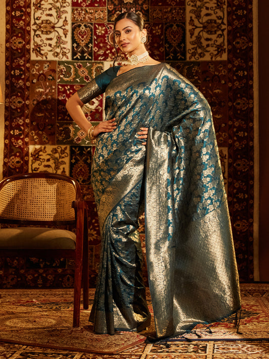 Dhiyona KS Women's Woven Design Zari Banarasi Saree