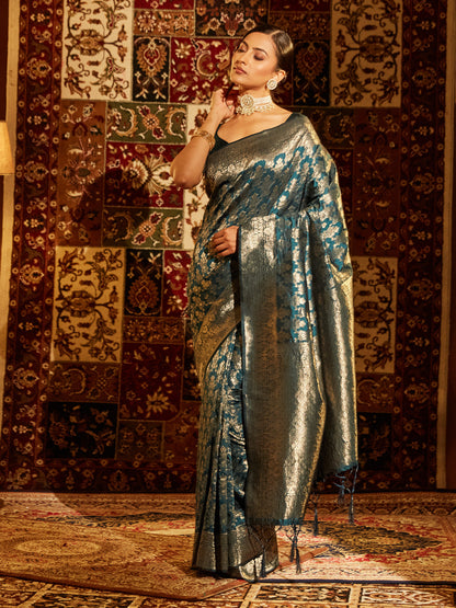 Dhiyona KS Women's Woven Design Zari Banarasi Saree