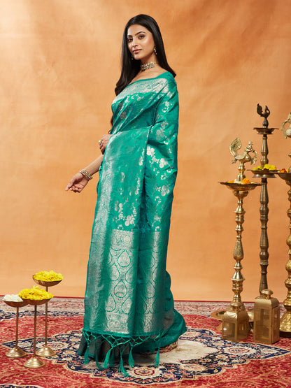 Dhiyona KS Women's Woven Design Zari Banarasi Saree