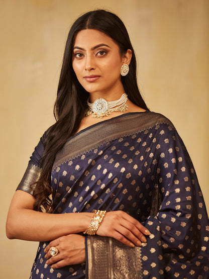 Dhiyona KS Women's Ethnic Motifs Woven Design Zari Banarasi Saree