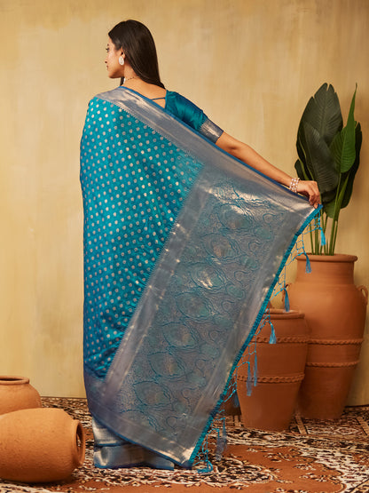 Dhiyona KS Women's Woven Design Ethnic Motifs Zari Banarasi Saree