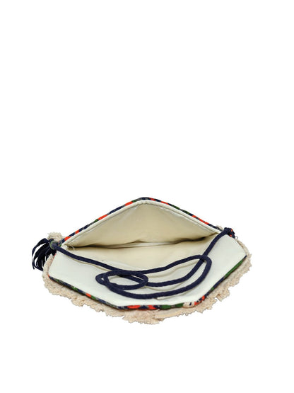 Dhiyona NR Navy Blue & Red Embroidered Foldover Clutch