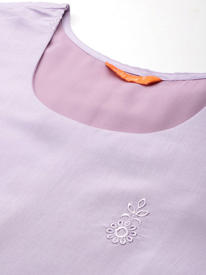 Floral Embroidered Thread Work Kurta with Trousers & Dupatta