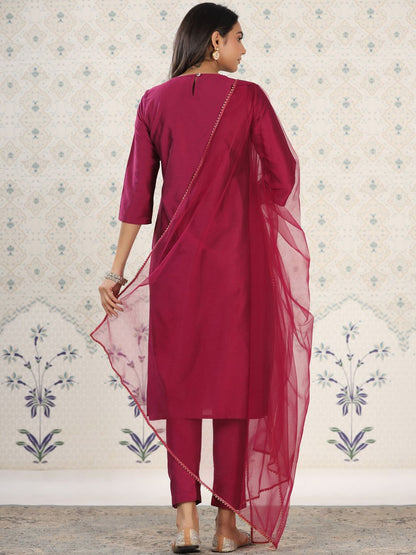 Dhiyona OD  Ethnic Motifs Yoke Design Straight Kurta With Trousers & Dupatta