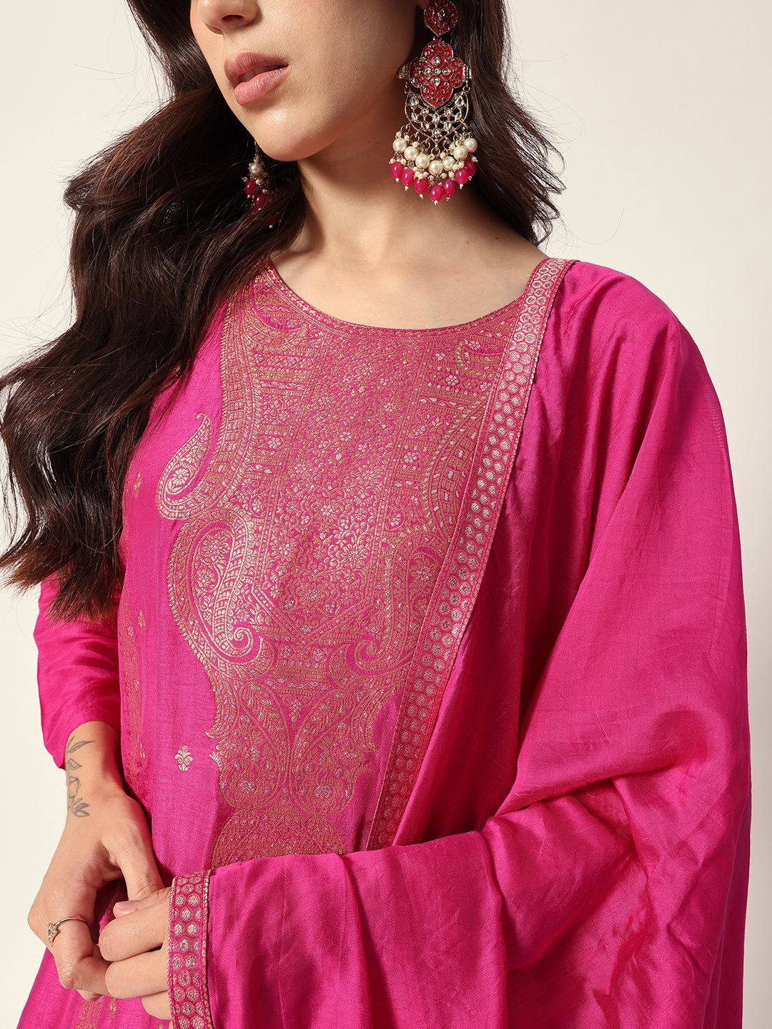 Dhiyona IS Women's Women Paisley Printed Regular Kurta Sets With Dupatta
