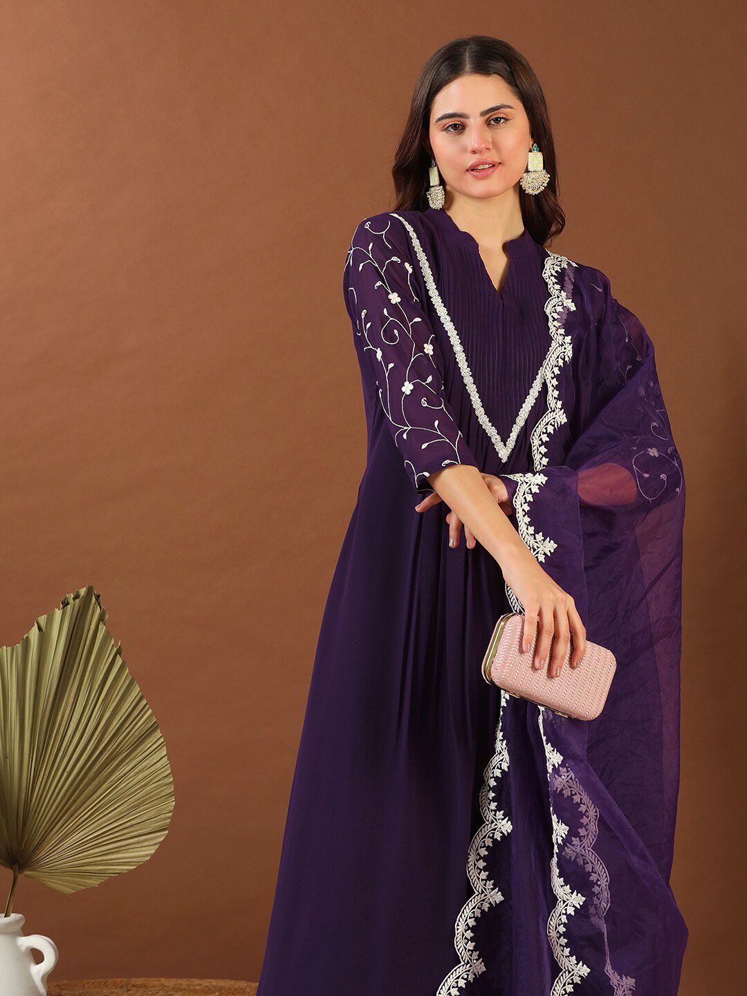 Dhiyona IN Mandarin Collar Kurta With Palazzos & Dupatta