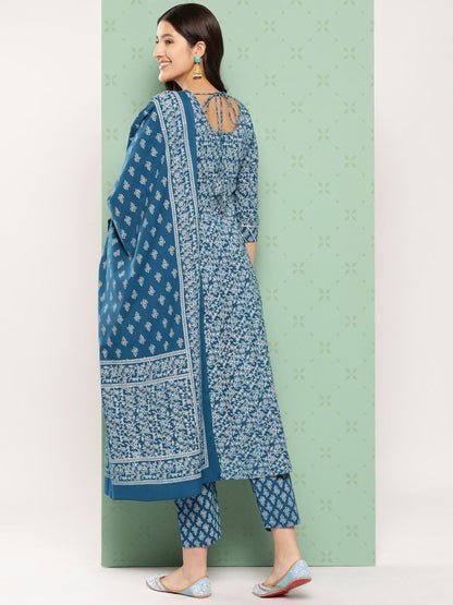 Dhiyona KL Women Ethnic Motifs Printed Empire Gotta Patti Kurta with Trousers & With Dupatta