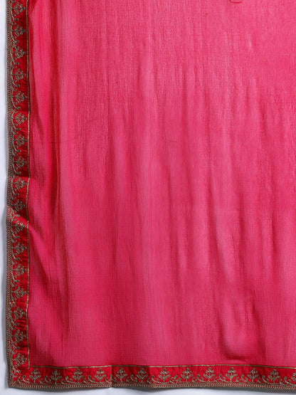 Dhiyona Women's Plus Size Ethnic Motifs Embroidered Sequinned Kurta with Trousers & With Dupatta