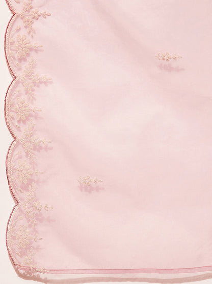 Yoke Design Regular Thread Work Kurta with Trousers & With Dupatta