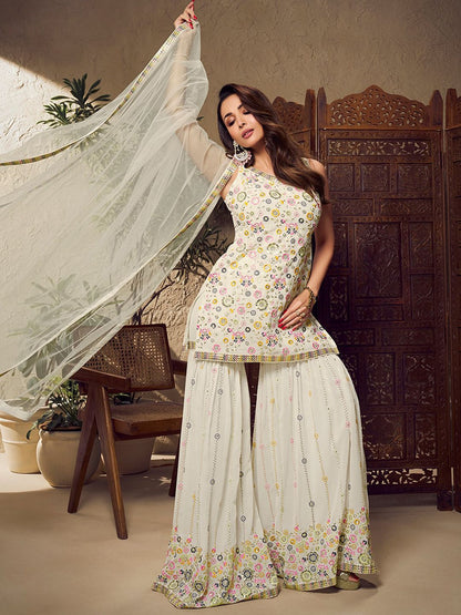 Dhiyona IN Floral Multi Thread and Sequins Embroidered Kurta Set