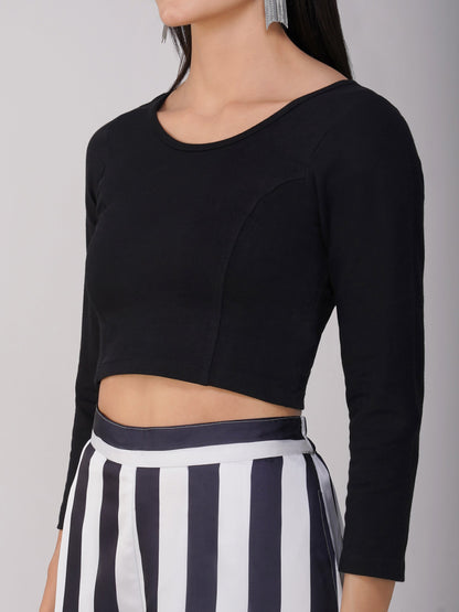 Dhiyona ST Blouse - Stretchy Black LONG Sleeve Blouse