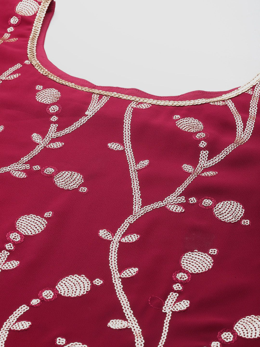 Dhiyona IE Women Floral Embroidered Regular Sequined Kurta with Sharara & Dupatta