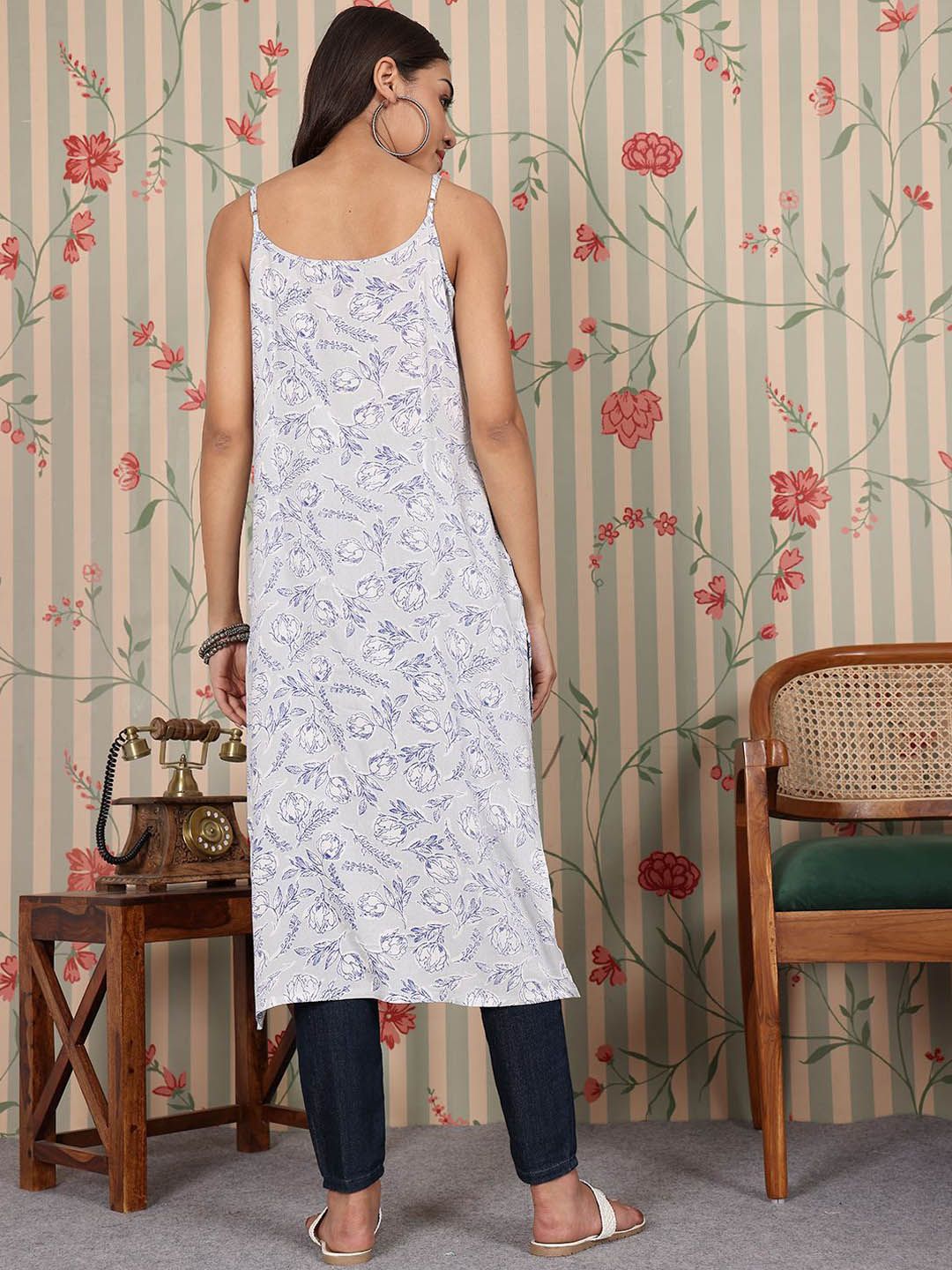 Dhiyona OD  Women Floral Printed Thread Work Kurta