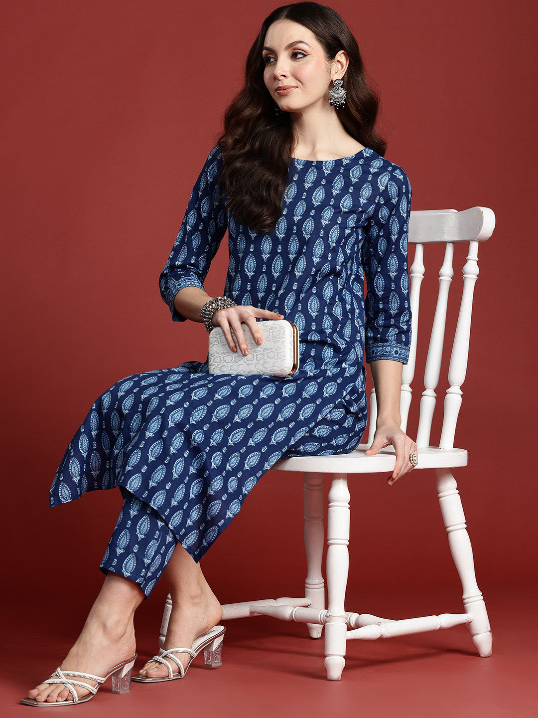Ethnic Motifs Printed Pure Cotton Kurta with Trousers