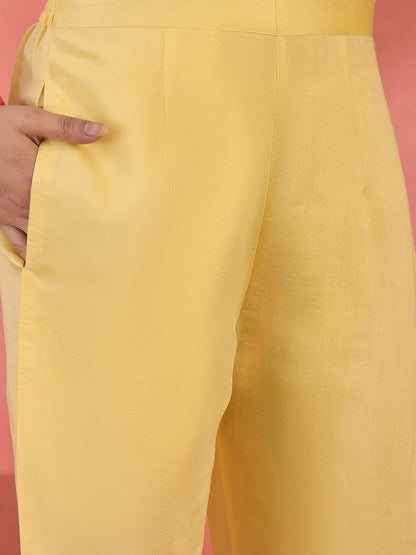 Zari Sequence Embroidered Straight Kurta & Trousers With Dupatta