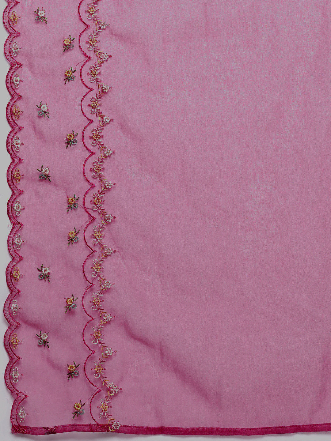 Floral Embroidered Regular Thread Work Kurta with Trousers & Dupatta
