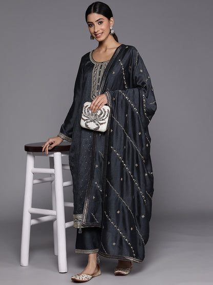 Women Floral Embroidered Sequinned Kurta With Trousers & Dupatta