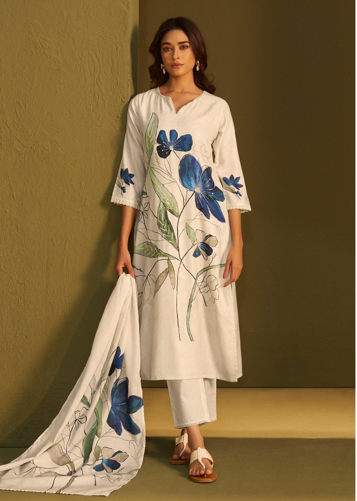 Itrh hibis Linen Suit set
