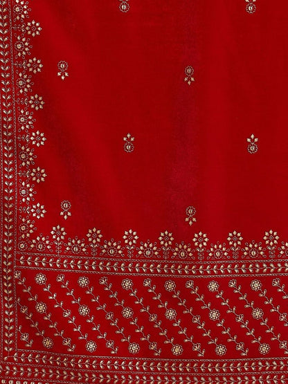 Dhiyona PD Women Embroidered Velvet Straight Kurta With Trousers And Dupatta