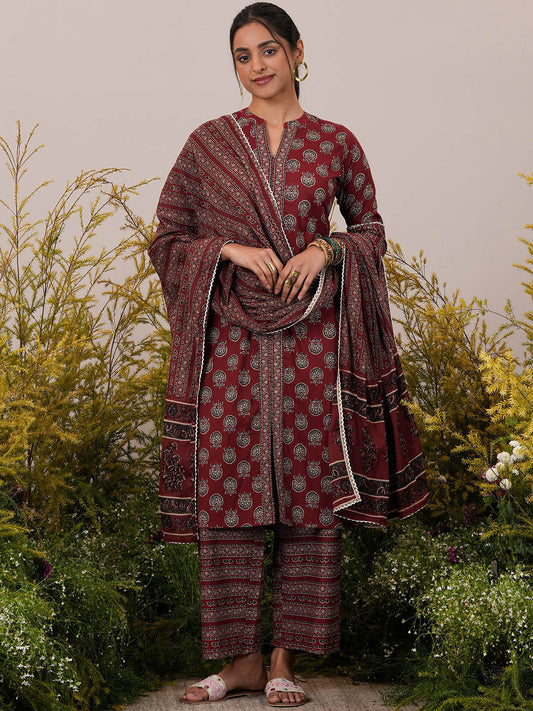 Women Ethnic Motifs Printed Panelled Pure Cotton Kurta with Palazzos & With Dupatta