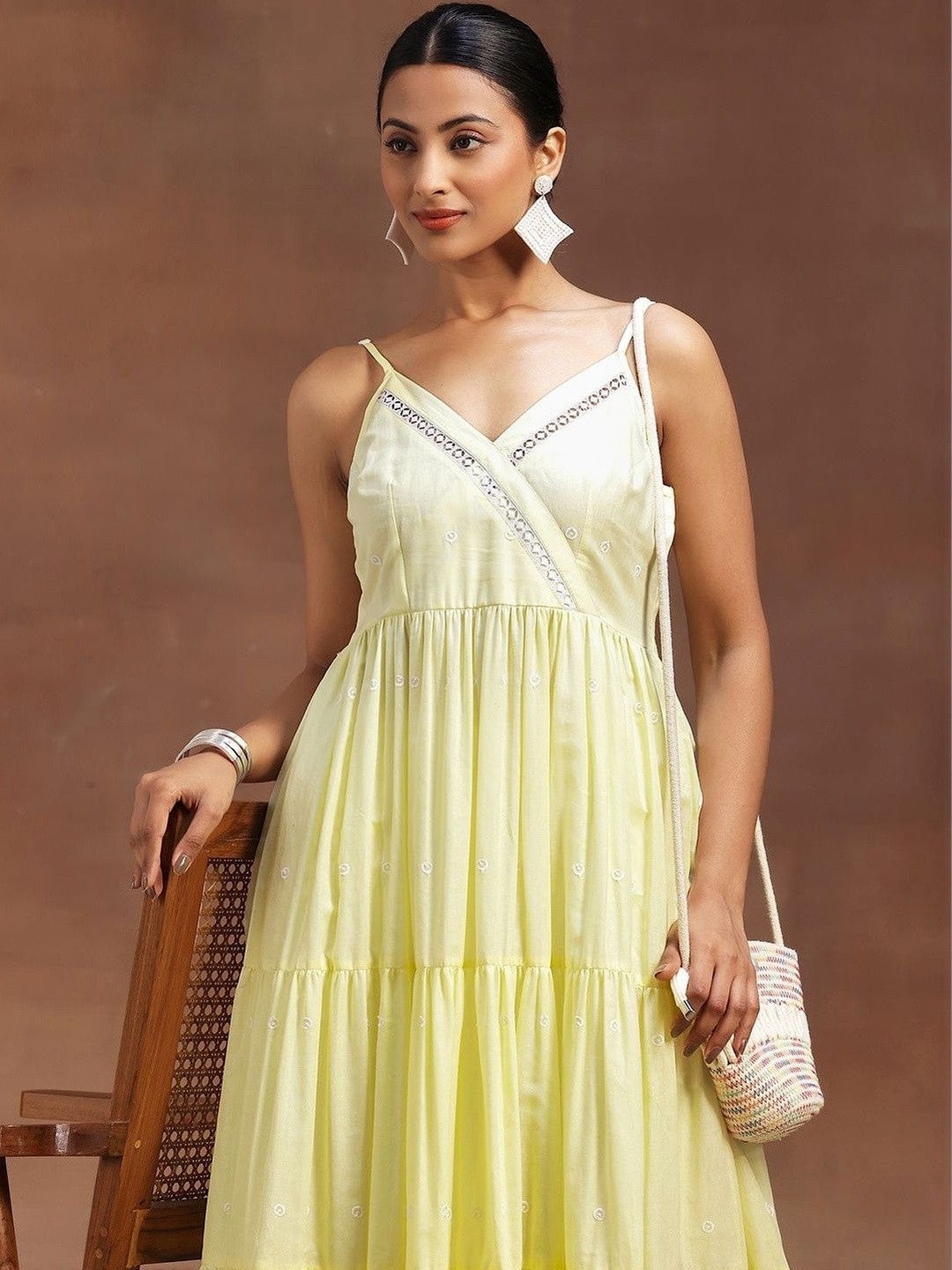 Women Ethnic Motifs Embroidered Tiered Chikankari Kurta with Trousers