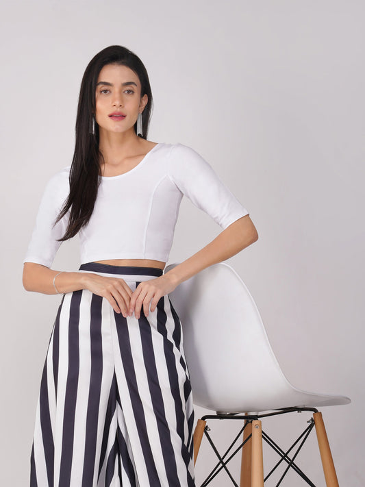 Dhiyona ST Women's ComfortEase 4-Way Stretch White Short Sleeve Blouse