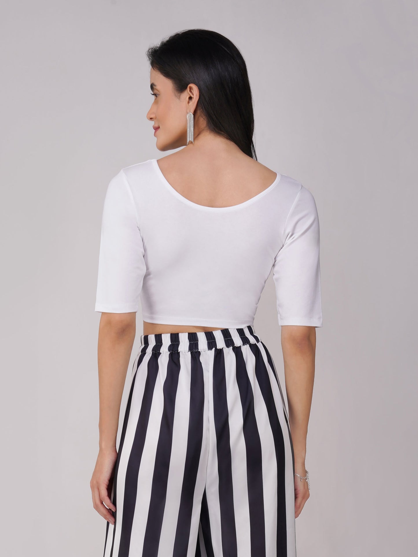 Dhiyona ST Women's ComfortEase 4-Way Stretch White Short Sleeve Blouse