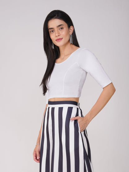 Dhiyona ST Women's ComfortEase 4-Way Stretch White Short Sleeve Blouse