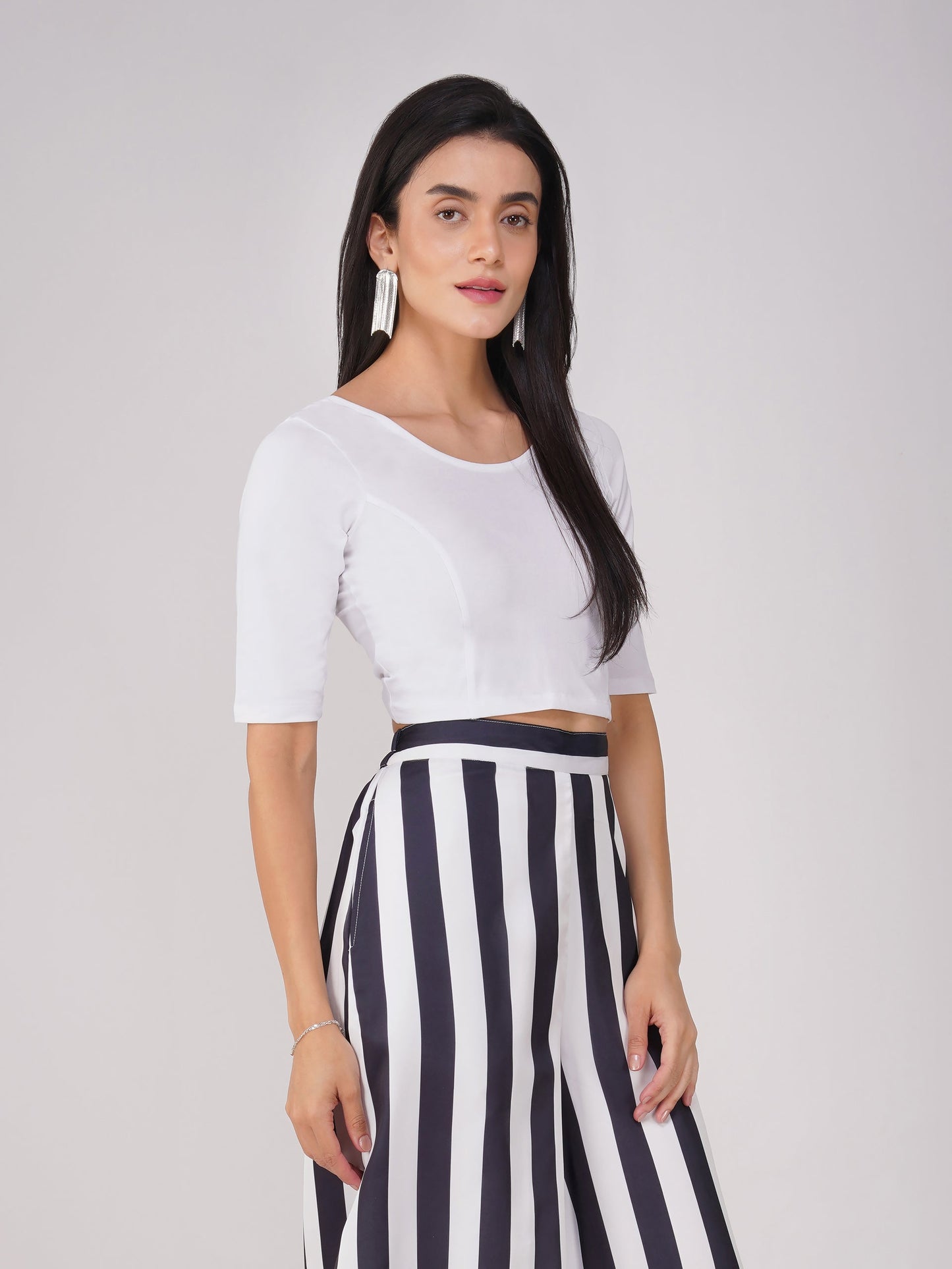 Dhiyona ST Women's ComfortEase 4-Way Stretch White Short Sleeve Blouse