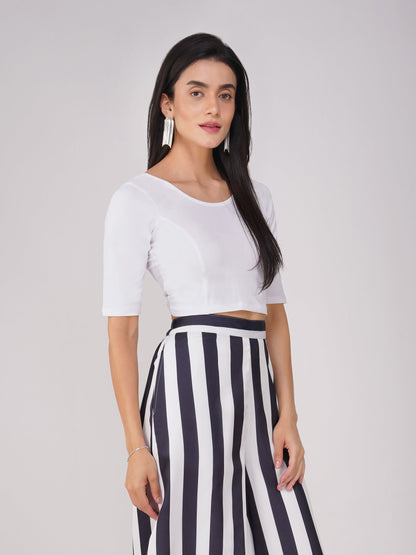 Dhiyona ST Women's ComfortEase 4-Way Stretch White Short Sleeve Blouse