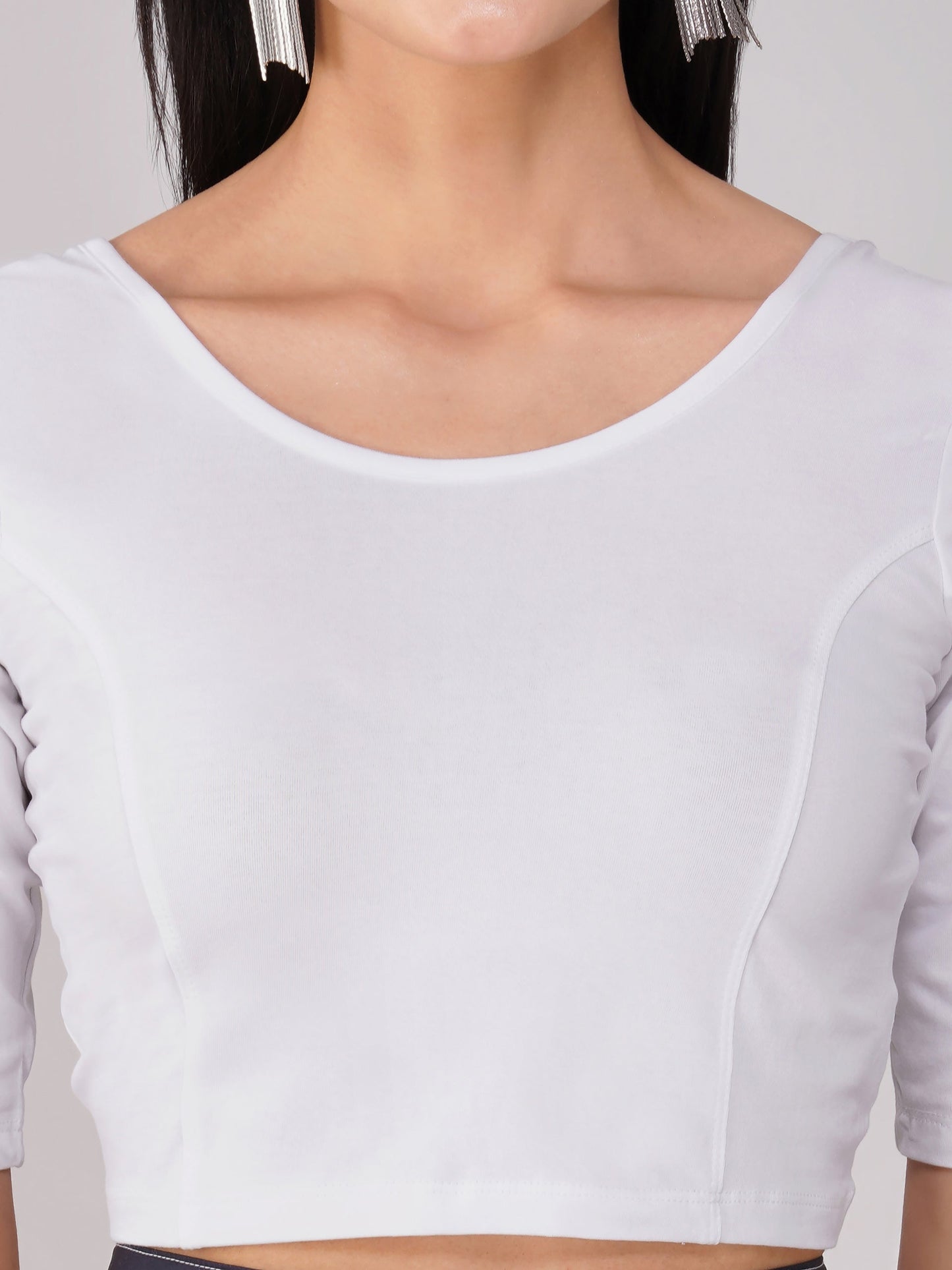 Dhiyona ST Women's ComfortEase 4-Way Stretch White Short Sleeve Blouse