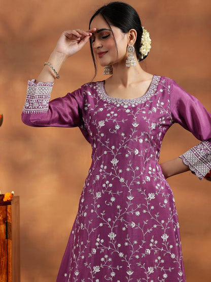 Dhiyona LL Women Floral Embroidered Regular Sequinned Kurta with Palazzos & With Dupatta