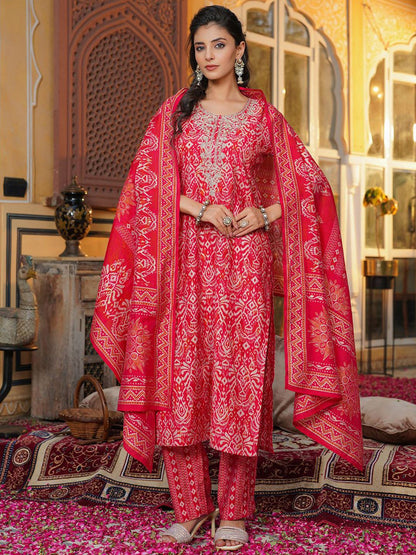 Dhiyona KL Women Ethnic Motifs Printed Kurta with Trousers & Dupatta