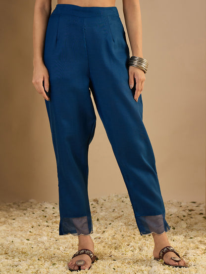 Dhiyona VV N-blue Women Cotton Blend Kurta Pant Set