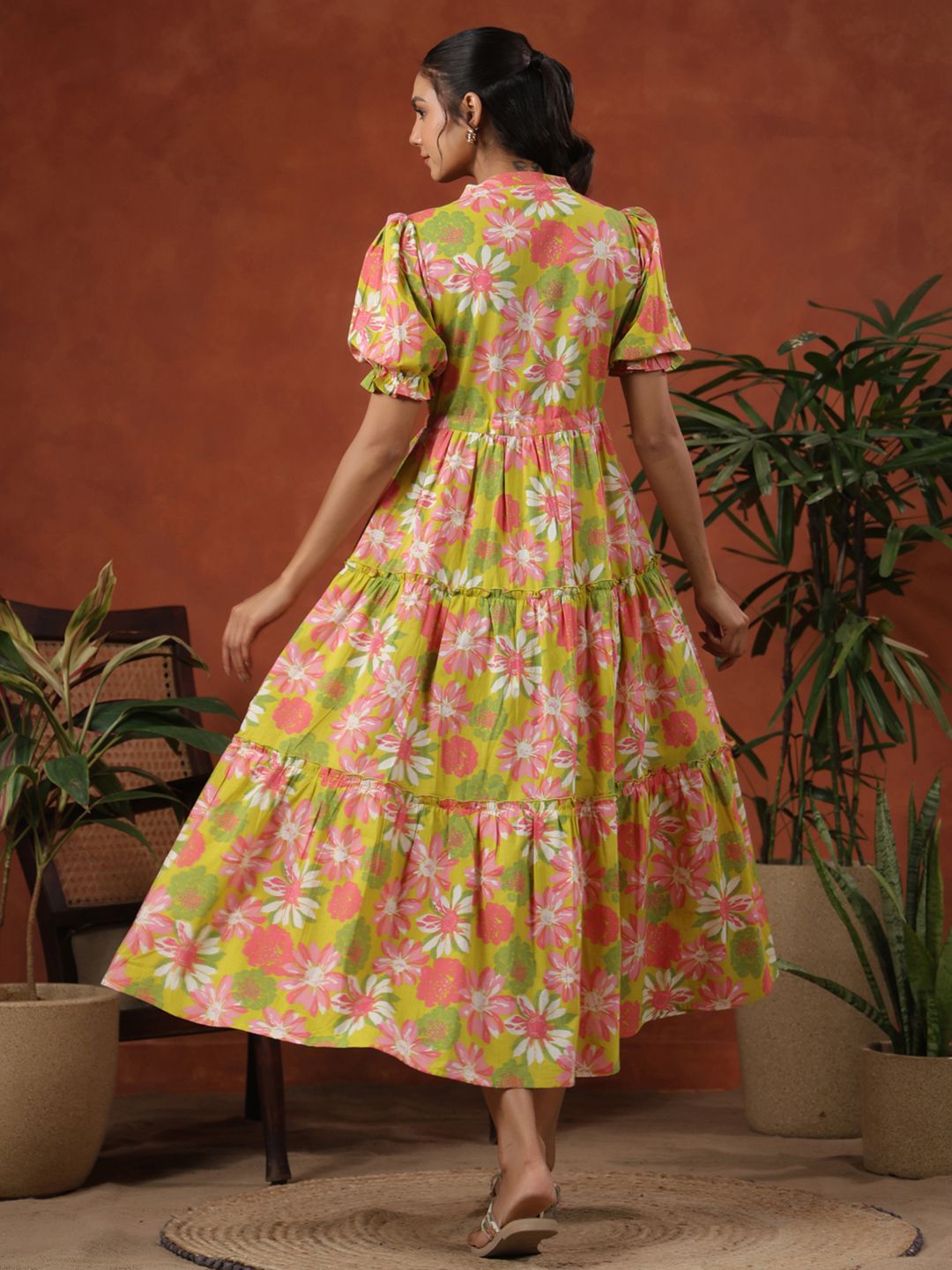 Dhiyona AY Women's Tiered Cotton Maxi Ethnic Dress