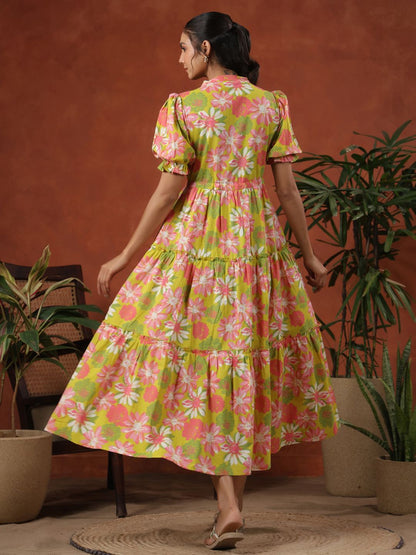 Dhiyona AY Women's Tiered Cotton Maxi Ethnic Dress