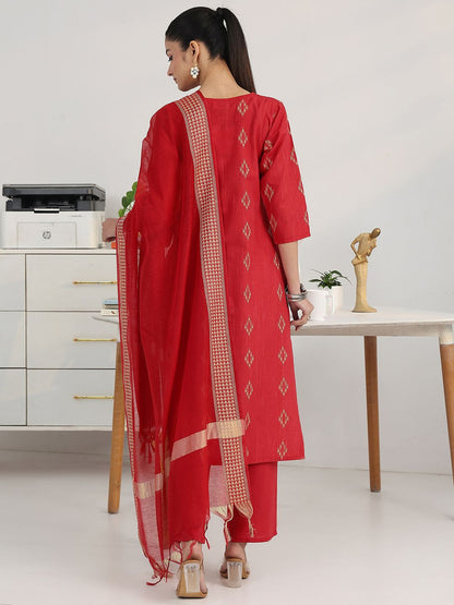 Women Ethnic Motifs Printed Regular Kurta with Trousers & With Dupatta