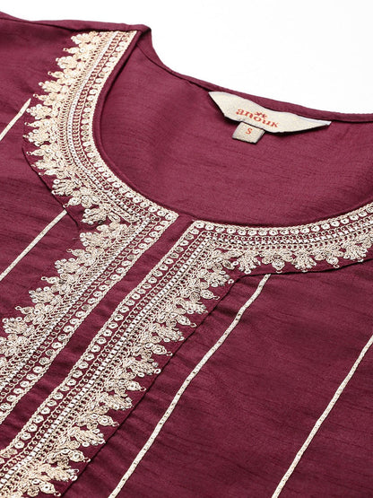 Dhiyona AN Women Embroidered Zari Kurta with Sharara & Dupatta