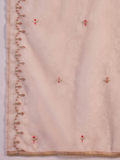 Zari Sequence Embroidered Straight Kurta & Trousers With Dupatta