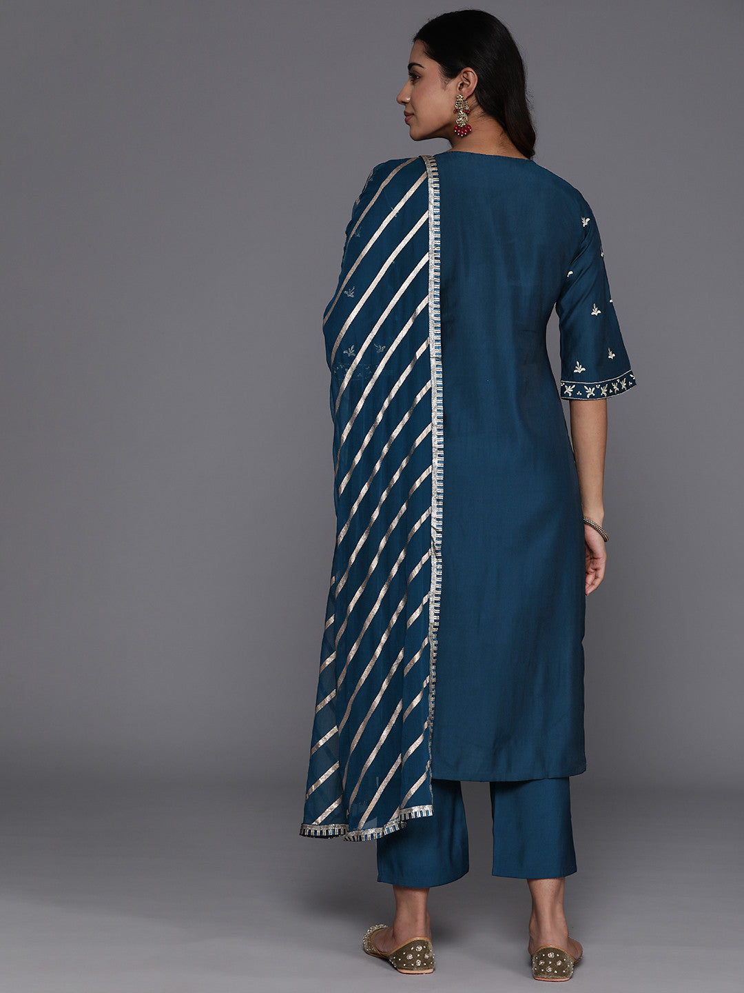 Women Floral Yoke Design Regular Kurta with Trousers & Dupatta