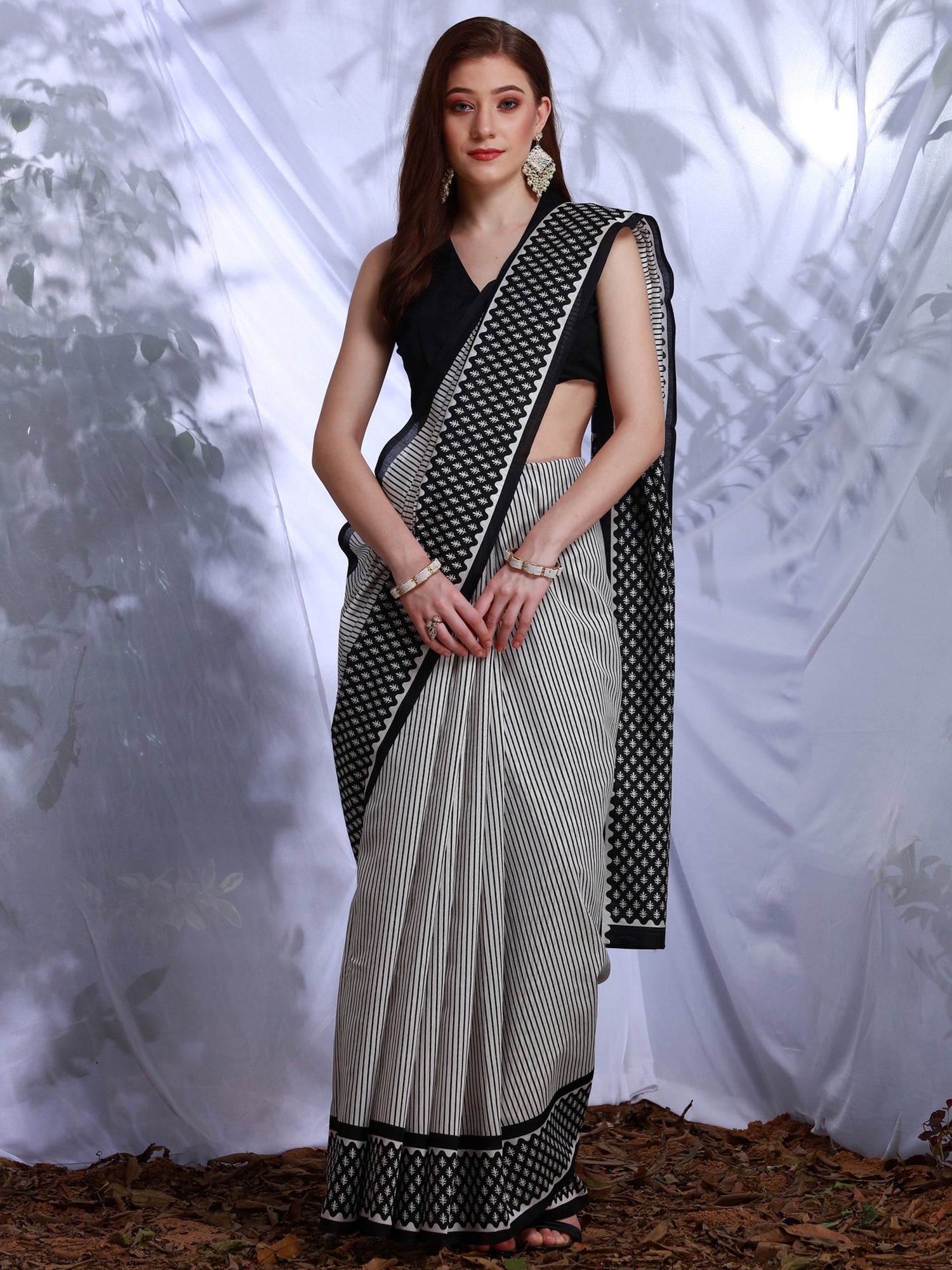 Women's Bhagalpuri Silk White Printed Designer Saree With Blouse Piece
