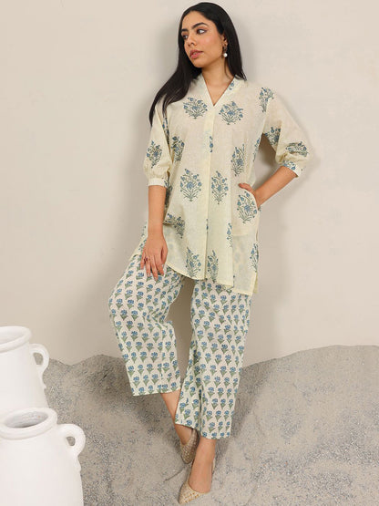 Floral Printed V-Neck A-Line Kurta With Palazzo