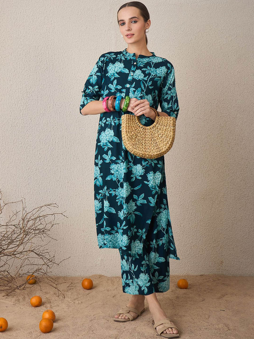 Women Floral Printed Regular Kurta with Palazzos