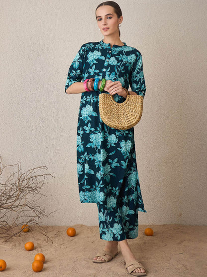Women Floral Printed Regular Kurta with Palazzos