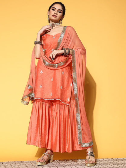Dhiyona VA Women Ethnic Motifs Organza Spaghetti Straps Kurta Set