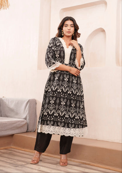 Tashvika Onyx Printed Kurta Pant Set