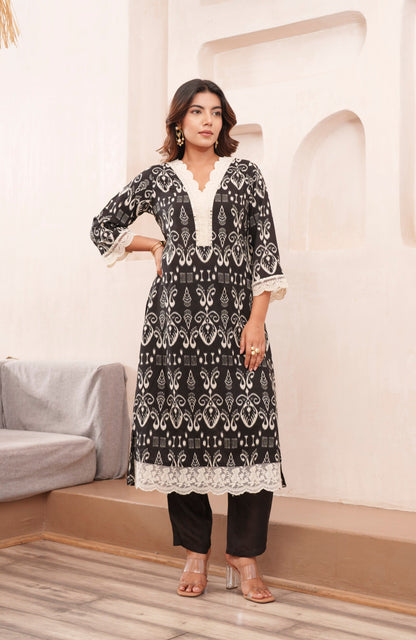 Tashvika Onyx Printed Kurta Pant Set
