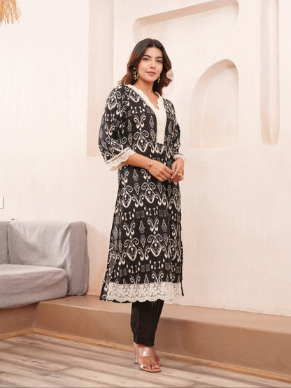 Tashvika Onyx Printed Kurta Pant Set
