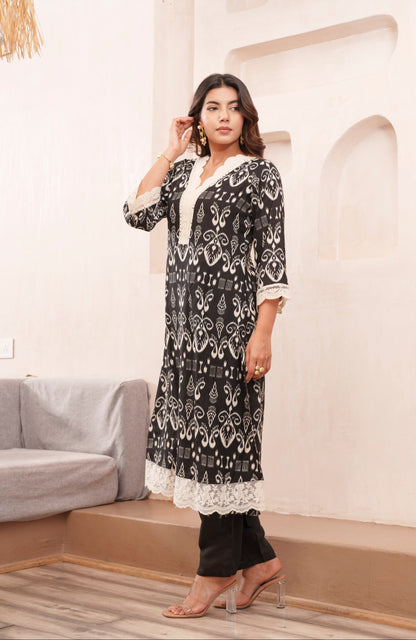 Tashvika Onyx Printed Kurta Pant Set