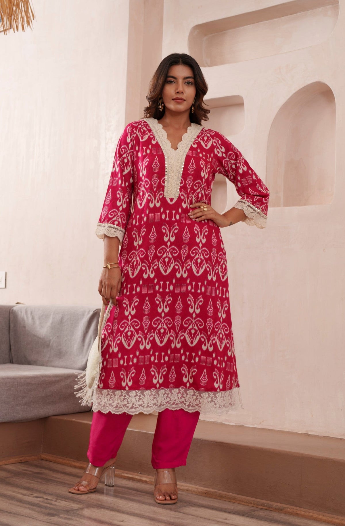 Tashvika Rouge Cotton Kurta Pant set